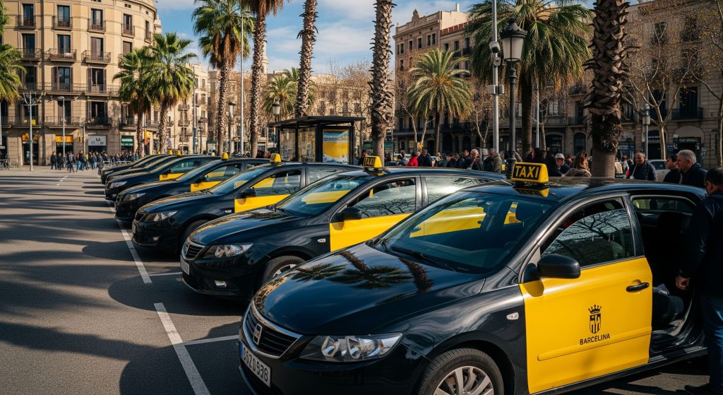 Flota de taxis en Barcelona asegurados a través de la correduría de seguros local Martín Brok